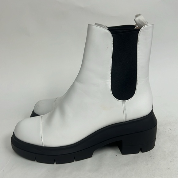 New Stuart Weitzman White Chelsea Ankle Boots Chunky Lug Sole Size 39 8.5 $650 - Picture 3 of 12